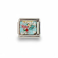 Charm colección celeste (flores abstractas)