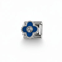 Charm colección destellos (trébol azul versión plata)