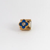Charm colección destellos (trébol azul versión oro)