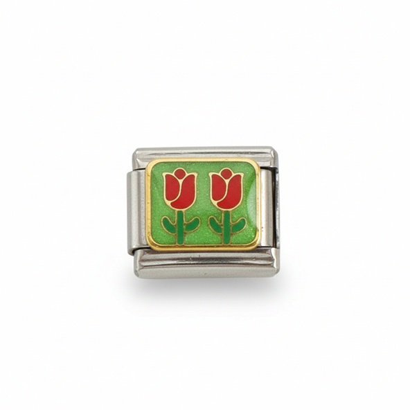 Charm colección verde (Dos rosas)
